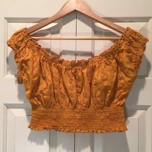 Ten Sixty Sherman Yellow Stretch Crop Top L